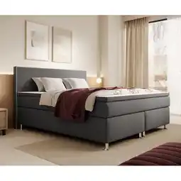Netto Marken-Discount Inter Handels Boxspringbett Gent - versch. Ausführungen - 180x200cm Anthrazit TFK Angebot