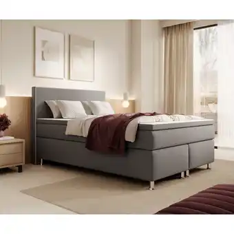 Netto Marken-Discount Inter Handels Boxspringbett Gent - versch. Ausführungen - 140x200cm Grau TFK Angebot