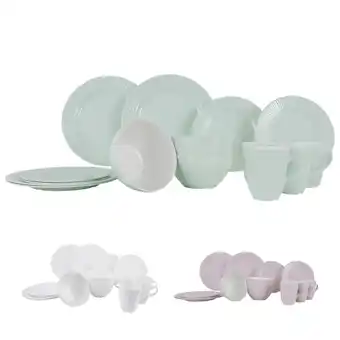 Netto Marken-Discount GIMEX Melamin Geschirr Set Vivid Royal Line Pastell Camping Essgeschirr Teller Farbe: Weiß Angebot