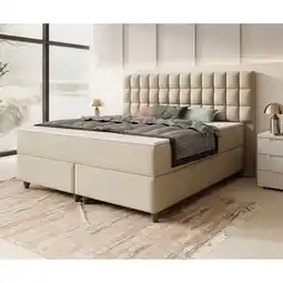 Netto Marken-Discount Inter Handels Boxspringbett WIEN - versch. Ausführungen - 180x200cm Samt Beige TFK Angebot