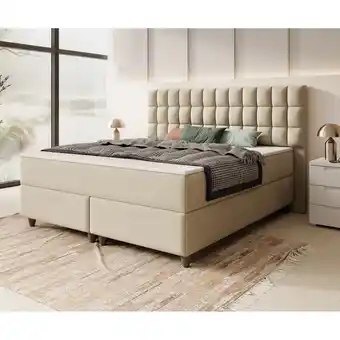 Netto Marken-Discount Inter Handels Boxspringbett WIEN - versch. Ausführungen - 180x200cm Samt Beige TFK Angebot
