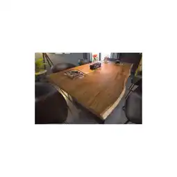 Netto Marken-Discount Massivholz Esstisch 140cm Wild-Akazie Baumkante Industrial Design 2,6cm Tischplatte Angebot