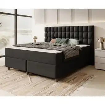 Netto Marken-Discount Inter Handels Boxspringbett WIEN - versch. Ausführungen - 180x200cm Samt Schwarz TFK Angebot