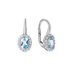 Netto Marken-Discount Zeeme Gemstones Ohrhänger 375/- Weißgold Zirkonia und Blautopas Angebot