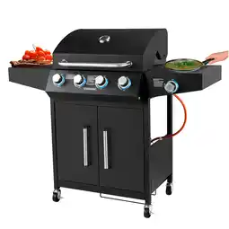 Netto Marken-Discount Steinborg Gasgrill 4 Brenner mit Seitenbrenner Beleuchtete Drehknöpfe Angebot
