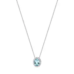 Netto Marken-Discount Zeeme Gemstones Collier 375/- Weißgold Zirkonia und Blautopas Angebot