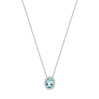 Netto Marken-Discount Zeeme Gemstones Collier 375/- Weißgold Zirkonia und Blautopas Angebot