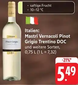 Gebauer's Italien: Mastri Vernacoli Pinot Grigio Trentino DOC Angebot