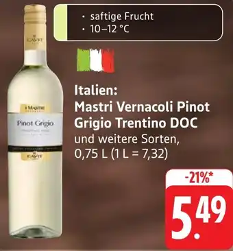Gebauer's Italien: Mastri Vernacoli Pinot Grigio Trentino DOC Angebot