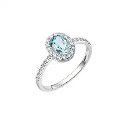 Netto Marken-Discount Zeeme Gemstones Ring 375/- Weißgold Zirkonia und Blautopas Angebot