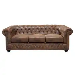 Netto Marken-Discount riess-ambiente 3er Sofa CHESTERFIELD - 205cm antik braun mit Knopfheftung und Federkern Angebot