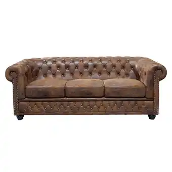 Netto Marken-Discount riess-ambiente 3er Sofa CHESTERFIELD - 205cm antik braun mit Knopfheftung und Federkern Angebot