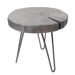 Netto Marken-Discount riess-ambiente Beistelltisch GOA - 45cm grau Akazie Massivholz Baumscheibe Hairpin Legs Metall rund Angebot