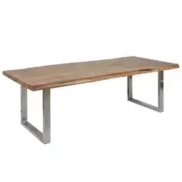 Netto Marken-Discount riess-ambiente Esstisch MAMMUT NATURE - 220cm Akazie Edelstahl Baumkante 6cm Tischplatte Massivholz Angebot