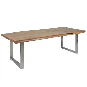 Netto Marken-Discount riess-ambiente Esstisch MAMMUT NATURE - 220cm Akazie Edelstahl Baumkante 6cm Tischplatte Massivholz Angebot