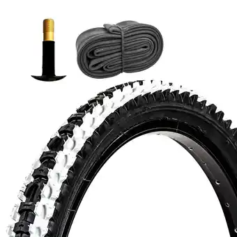 Netto Marken-Discount DSI Fahrradreifen MTB Fahrrad Mountainbike 1 Reifen 20 x 2,0 schwarz/weiß mit 1 Schlauch AV Angebot