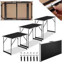 Netto Marken-Discount tectake 3er Set Tapeziertisch, klappbar, mit Kantenschutz und Tragegriff, 300 x 60 x 73 - 94 cm Angebot