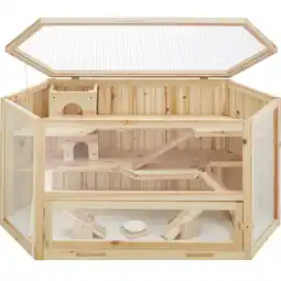 Netto Marken-Discount tectake Hamsterkäfig, aus Holz, aufklappbares Dachgitter, 115 x 60 x 58 cm Angebot