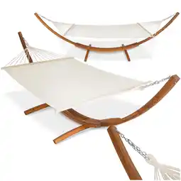 Netto Marken-Discount tectake Hängematte, mit Holzgestell, für 2 Personen, Belastbarkeit 200 kg, 205 x 150 cm Angebot