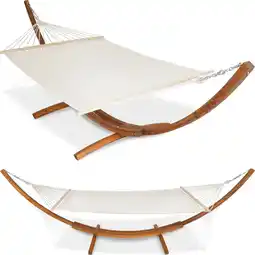Netto Marken-Discount tectake Hängematte, mit Holzgestell, für 2 Personen, Belastbarkeit 200 kg, 205 x 150 cm Angebot