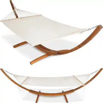 Netto Marken-Discount tectake Hängematte, mit Holzgestell, für 2 Personen, Belastbarkeit 200 kg, 205 x 150 cm Angebot