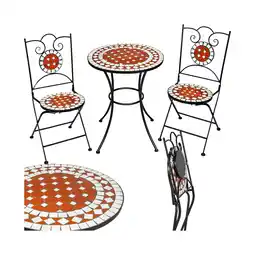 Netto Marken-Discount tectake Mosaik-Gartengarnitur, für 2 Personen, hohe Belastbarkeit, filigranes Design Angebot