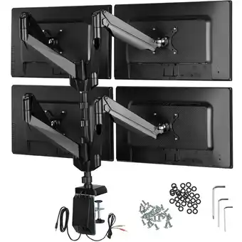 Netto Marken-Discount tectake Monitor-Halterung, für 4 Monitore, für VESA 75x75 bis 100x100, mit Kabelführung Angebot
