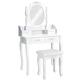 Netto Marken-Discount tectake Schminktisch, im Antik-Look, mit gepolstertem Hocker, 4 Schubladen, 75 x 40 x 143 cm Angebot