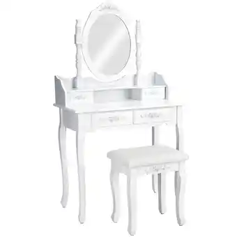 Netto Marken-Discount tectake Schminktisch, im Antik-Look, mit gepolstertem Hocker, 4 Schubladen, 75 x 40 x 143 cm Angebot