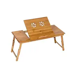 Netto Marken-Discount tectake Laptoptisch, aus Bambus, klappbar und höhenverstellbar, ideale Belüftung, 72 x 35 x 26 cm Angebot