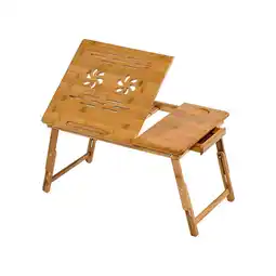 Netto Marken-Discount tectake Laptoptisch, aus Bambus, klappbar und höhenverstellbar, ideale Belüftung, 55 x 35 x 26 cm Angebot