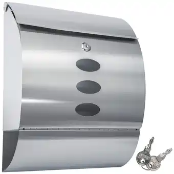 Netto Marken-Discount tectake Briefkasten, rund, aus Edelstahl, 3 Sichtfenster, 300 x 120 x 395 mm Angebot