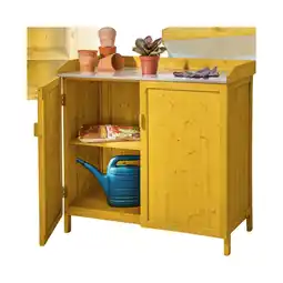 Netto Marken-Discount tectake Pflanztisch, aus Holz, Schutzleisten an 3 Seiten, 98 x 48 x 95 cm Angebot