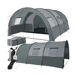 Netto Marken-Discount tectake Tunnelzelt, für 6 Personen, 4 Fenster mit Moskitonetzen, 350 x 480 x 195 cm Angebot