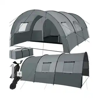 Netto Marken-Discount tectake Tunnelzelt, für 6 Personen, 4 Fenster mit Moskitonetzen, 350 x 480 x 195 cm Angebot