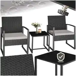 Netto Marken-Discount tectake Rattan Sitzgruppe, für 2 Personen, UV-beständig, höhenverstellbare Kunststofffüße Angebot