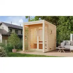 Netto Marken-Discount Karibu 38 mm Saunahaus Angelia 1-3 Saunaofen mit eingebauter Steuerung 9 kW naturbelassen Set Angebot