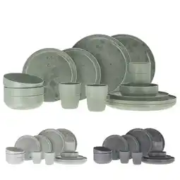 Netto Marken-Discount TRAVELLIFE Melamin Geschirr Set Palma Camping Reise Keramik Optik 16 teilig Farbe: Dark Grey Angebot
