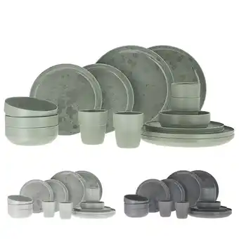 Netto Marken-Discount TRAVELLIFE Melamin Geschirr Set Palma Camping Reise Keramik Optik 16 teilig Farbe: Dark Grey Angebot
