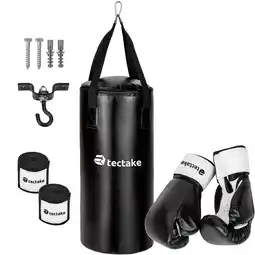 Netto Marken-Discount tectake Boxsack-Set, gefüllt, hängend, 26 x 56 cm, inklusive 6 oz Boxhandschuhe und Bandagen Angebot