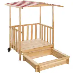 Netto Marken-Discount tectake Sandkasten, aus Holz, Veranda mit Geländer, 106 x 105 x 137 cm Angebot