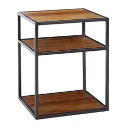 Netto Marken-Discount KADIMA DESIGN Massiver Sheesham-Holz Nachttisch, Industrie-Stil, 3 Ablagen, 40x50x35 cm Angebot