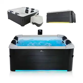 Netto Marken-Discount Whirlpool Oslo für 6 Personen - Indoor & Outdoor Pool mit LED, Zubehör & App - Hot Tub Grau Angebot