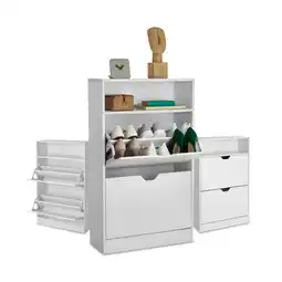 Netto Marken-Discount tectake Schuhschrank, für 12 Paar Schuhe, zuverlässiger Kippschutz, 60 x 24 x 102 cm Angebot