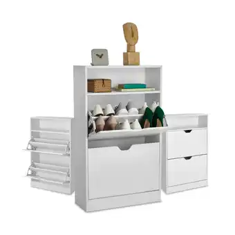 Netto Marken-Discount tectake Schuhschrank, für 12 Paar Schuhe, zuverlässiger Kippschutz, 60 x 24 x 102 cm Angebot