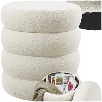 Netto Marken-Discount tectake Sitzhocker mit Stauraum, rund, weicher, pflegeleichter Bezug, 42 x 42 x 47 cm Angebot