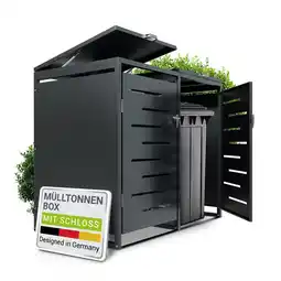 Netto Marken-Discount Juskys Mülltonnenbox Arel 2er - Metall Gartenbox für Mülltonnen - Aufbewahrungsbox Anthrazit Angebot