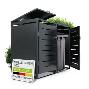 Netto Marken-Discount Juskys Mülltonnenbox Arel 2er - Metall Gartenbox für Mülltonnen - Aufbewahrungsbox Anthrazit Angebot