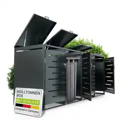 Netto Marken-Discount Juskys Mülltonnenbox Arel 4er - Metall Gartenbox für Mülltonnen - Aufbewahrungsbox Anthrazit Angebot