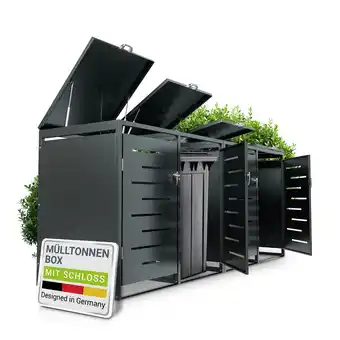 Netto Marken-Discount Juskys Mülltonnenbox Arel 4er - Metall Gartenbox für Mülltonnen - Aufbewahrungsbox Anthrazit Angebot